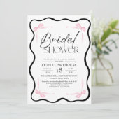 Black Bow  Bridal Shower Invitation Kaart (Staand voorkant)