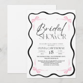 Black Bow  Bridal Shower Invitation Kaart (Voorkant / Achterkant)