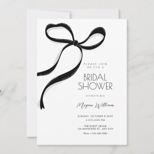 Black bow bridal shower kaart (Voorkant)