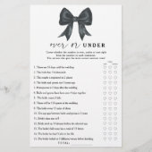 Black bow bridal shower Over or under game (Voorkant)