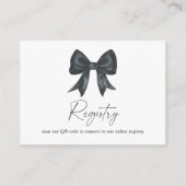black Bow bridal shower QR code for registry Informatiekaartje (Voorkant)