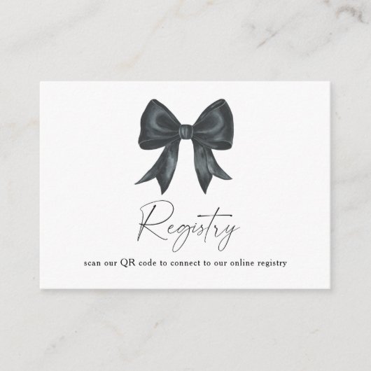 black Bow bridal shower QR code for registry Informatiekaartje (Voorkant)