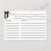 Black Bow Bridal Shower Recipe Card Informatiekaartje (Voorkant)