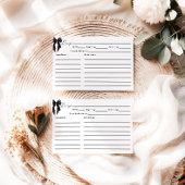 Black Bow Bridal Shower Recipe Card Informatiekaartje