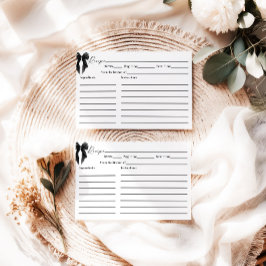 Black Bow Bridal Shower Recipe Card Informatiekaartje