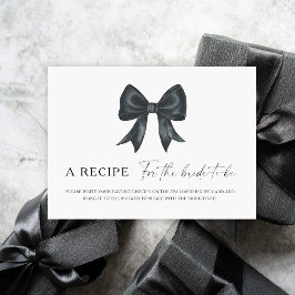 Black bow bridal shower Recipe for the bride to be Informatiekaartje
