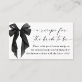 Black Bow Bridal Shower Recipe Request Informatiekaartje (Voorkant)
