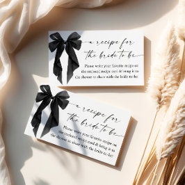 Black Bow Bridal Shower Recipe Request Informatiekaartje