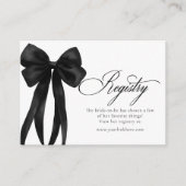 Black Bow Bridal Shower Registry Informatiekaartje (Voorkant)