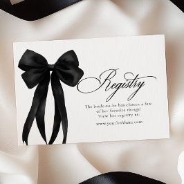 Black Bow Bridal Shower Registry  Informatiekaartje