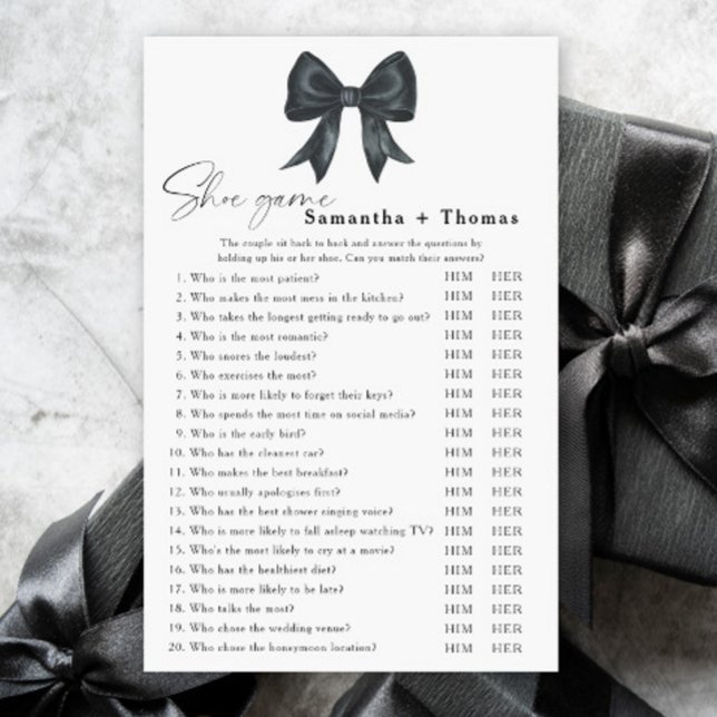 Black bow bridal shower Shoe game (Creator heeft geüpload)
