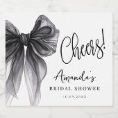 Black Bow Bridal Shower Sparkling Wijnetiket (Enkel label)