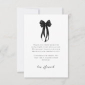 Black Bow Bridal Shower Thank You Card Bedankkaart (Achterkant)