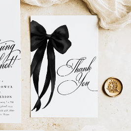 Black Bow Bridal Shower Thank You Card Bedankkaart