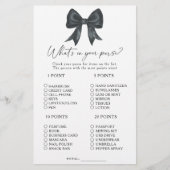 Black bow bridal shower What's in your purse game (Voorkant)