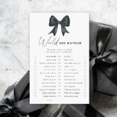 Black Bow bridal shower Would she rather game