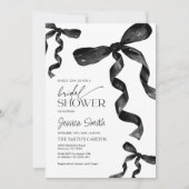 Black Bow Bruids Douche Uitnodiging (Voorkant)