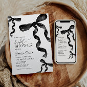 Black Bow Bruids Douche Uitnodiging