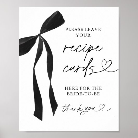 Black Bow Bruids Recept Kaarten Teken Poster (Voorkant)