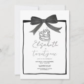 Black Bow Cake Ribbon 21e verjaardag Uitnodiging (Voorkant)