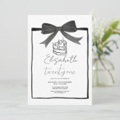 Black Bow Cake Ribbon 21e verjaardag Uitnodiging (Staand voorkant)