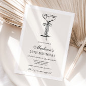Black Bow Champagne Coupe Birthday Invitation Kaart
