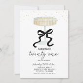 Black Bow Champagne Glass Party Invite Kaart (Voorkant)