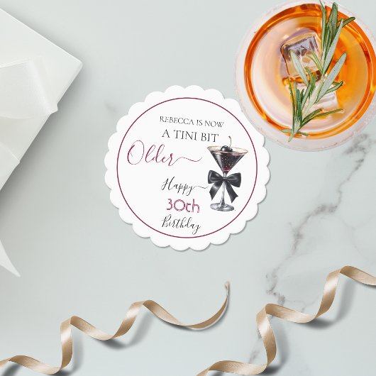 Black Bow Cherry Drink 'A tini bit Older' Birthday Kartonnen Onderzetters