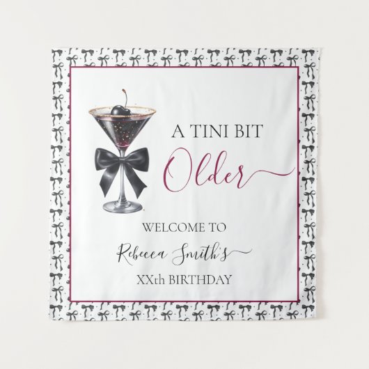Black Bow Cherry Drink 'A tini bit Older' Birthday Wandkleed (Voorkant)