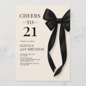 Black Bow Coquette 21st Birthday Kaart (Voorkant)