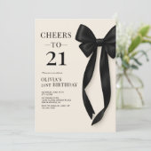 Black Bow Coquette 21st Birthday Kaart (Staand voorkant)
