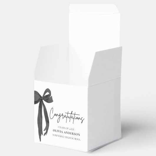 Black Bow Coquette Afstuderen gefeliciteerd Bedankdoosjes (Geopend)