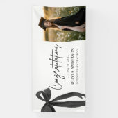Black Bow Coquette Afstuderen gefeliciteerd Spandoek (Verticaal)