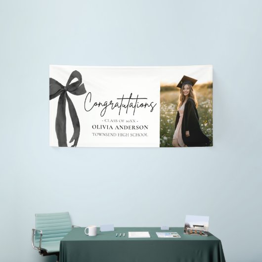 Black Bow Coquette Afstuderen gefeliciteerd Spandoek (Beurs)