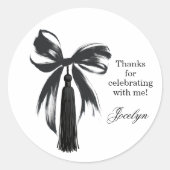 Black Bow Coquette Graduation Party Favor Sticker (Voorkant)