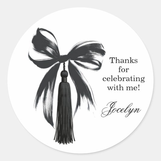 Black Bow Coquette Graduation Party Favor Sticker (Voorkant)