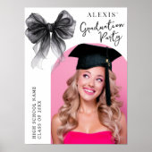 Black Bow Coquette Graduation Party Photo Sign Poster (Voorkant)