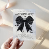 Black Bow Coquette Halloween Invitation Kaart