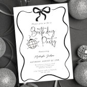 Black Bow Coquette Hand-drawn Party Birthday Kaart