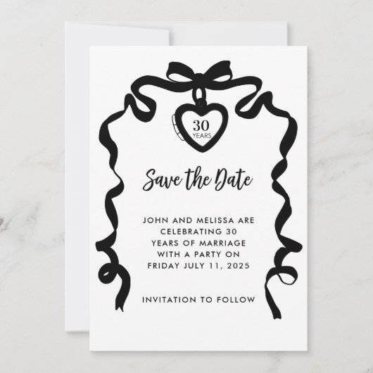 Black Bow Coquette Jubileum Uitnodiging (Voorkant)