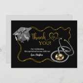 Black Bow Coquette Nurse Afstuderen bedankkaart Informatiekaartje (Voorkant / Achterkant)