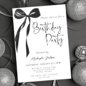 Black Bow Coquette Party Birthday Invitation Kaart
