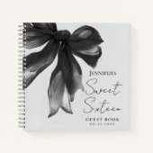 Black Bow Coquette Script Sweet 16 Guest Book Grey Notitieboek (Voorkant)