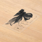 Black Bow Coquette Script Sweet 16 Party Acryl Uitnodigingen (Laagn)