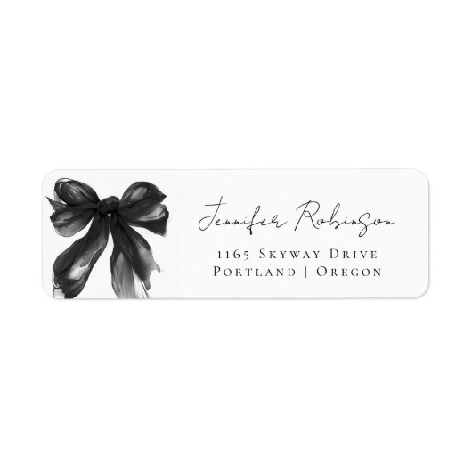 Black Bow Coquette Script Sweet 16 Party Etiket (Voorkant)