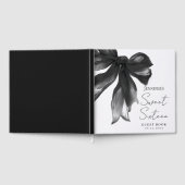 Black Bow Coquette Script Sweet 16 Party Gastenboek (Volledig)