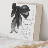 Black Bow Coquette Script Sweet 16 Party Kaart
