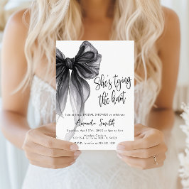 Black Bow Coquette Shes Tying Knot Bridal Shower Kaart