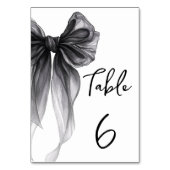 Black Bow Coquette Themed Wedding Table Number Kaart (Voorkant)