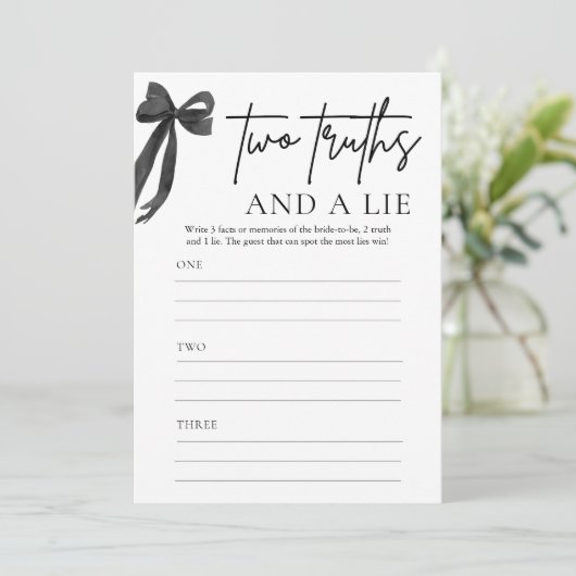 Black Bow Coquette Twee waarheden en een leugenspe Kaart (Staand voorkant)